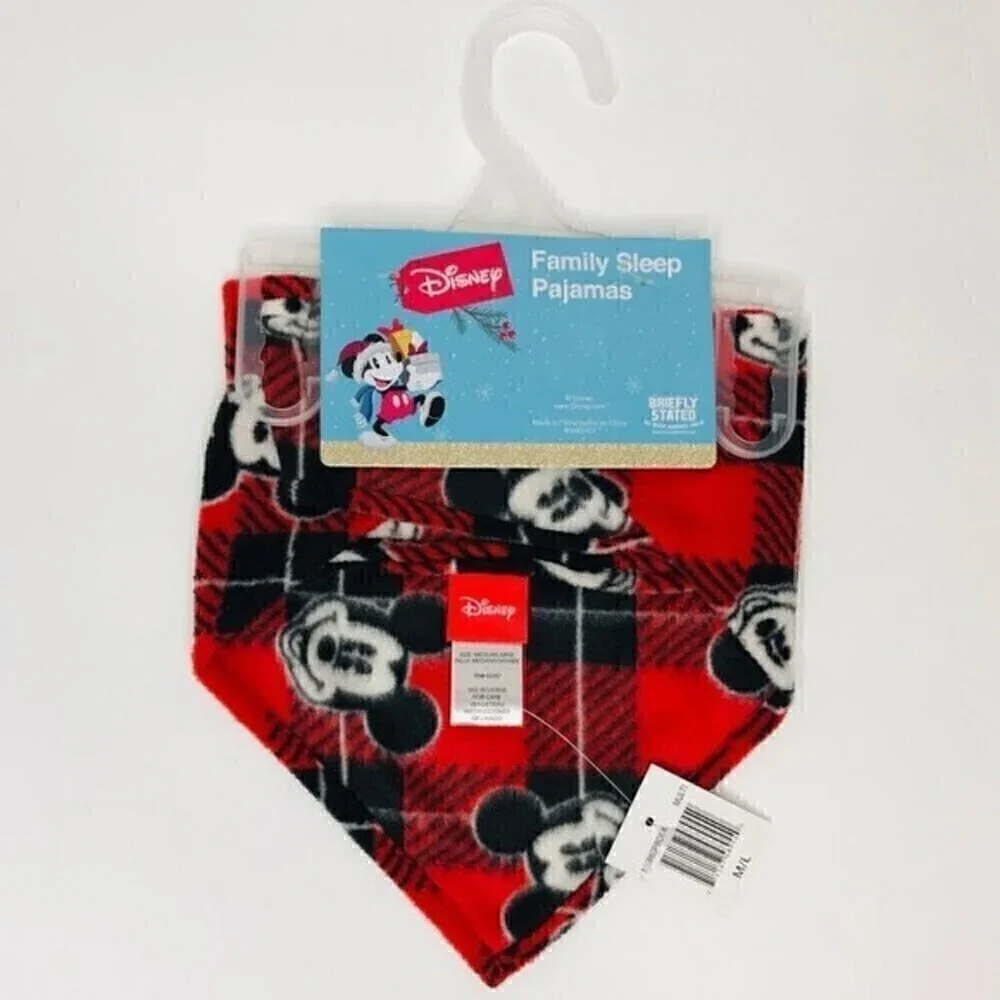 New! Disney Mickey Mouse Pet Buffalo Check Plaid Fleece Dog Bandana